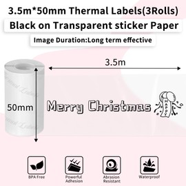 Adhesive Thermal Paper, Clear Printer Paper Compatible With T02/M02X/M02L Mini Printer, Transparent Thermal Paper, 50mmx3.5m, 3 Rolls