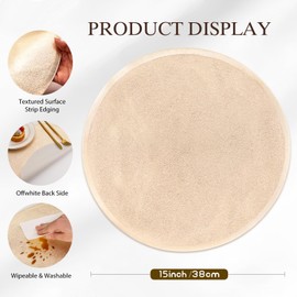6pcs Gold Placemats for Round Table Metallic Pressed Vinyl Table Mats 15''