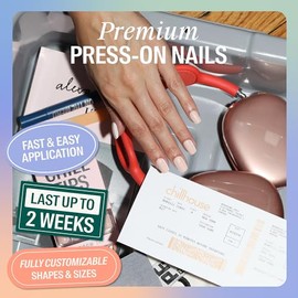 Chillhouse - Kit de uñas Chill Tips, para presionar - Asiento de ventana (cuadrado) - 30 formas y tamaños de uñas - Hasta 2 semanas de uso - Ajuste pe