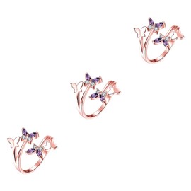 STOBAZA Anillo para Mujer Ladies Rings 3pcs Adjustbale Ring Rose Gold Ring 18 k Gold Ring Open Ring Split Ring 18k Modeling Women’s Rings Womens Band Rings