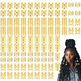100 Pcs Gold Hair Cuffs, Braid Hair Jewelry Braids Hair Accessories for Black Women, Adjustable Hair Clips Cuffs Charms Dreadlock for Men Women Festival Decorations