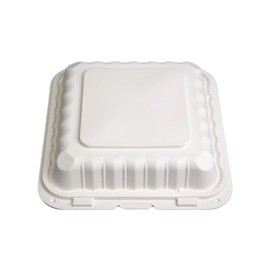 DHG PROFESSIONAL Disposable Food Container with Hinged Lid, 8 x 8 x 3 inches, 1- Compartment, White, 150-Pack