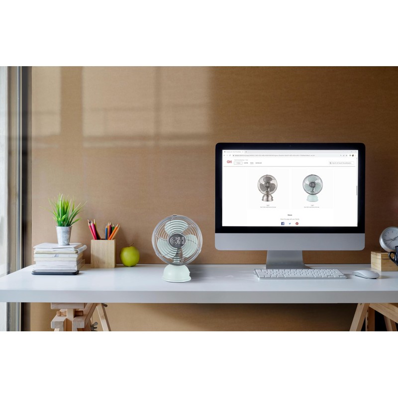 Good Housekeeping 92513 All-Metal 5" Retro Oscillating USB-Powered Personal Fan,