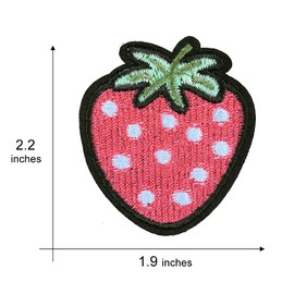 2-Pack Lovely Strawberry Cute Fruit Embroidered Iron on Patch Sweet Applique Badge