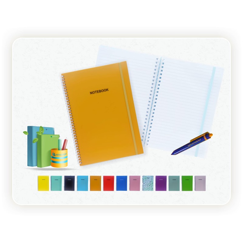 Ankush A5 Twinwire Wiro Bound Pastel Notebook Ruled Paper Pad