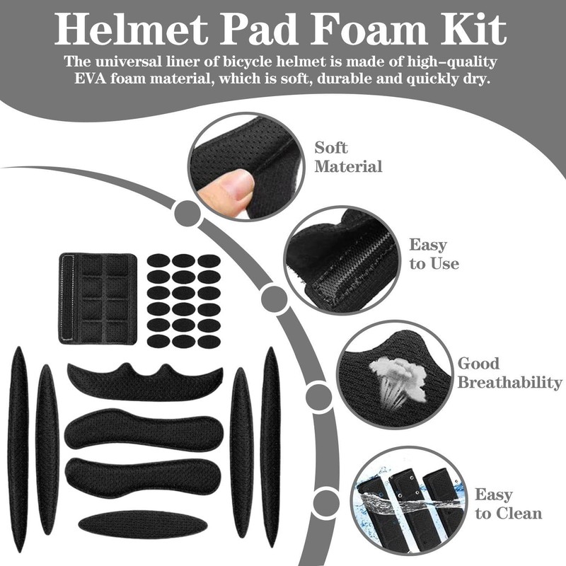 EHDWXVZM 2 sets helmet inner lining, soft sweat-absorbing sponge pads,