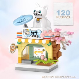 MEIEST 4 PCS Mini City Shop Street View Building Blocks Set,Simulation Architecture Collection Particle Construction Building Bricks Toy,Home Decor