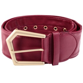 KYEYGWO Women's Wide Belt with Golden Pin Buckle, Classic PU Leather Belt, Women Dress, Waist Belt, Adjustable Casual Belt for Coat, Shirt, Wind Jacket, red