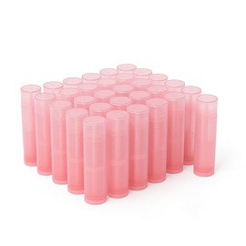50 tubos de bálsamo labial vacíos de plástico rosa recargables con tapa transparente para pintalabios, bálsamo de brillo labial