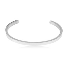 Made by Nami Silver Bangle Men's Waterproof Jewellery Adjustable Size, Stainless Steel