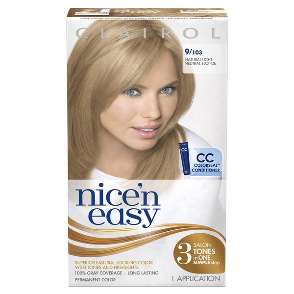 Clairol Nice 'N Easy Permanent Hair Color 9 103 Natural Light Neutral Blonde 1Kit