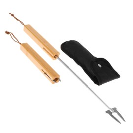 bremermann Telescopic Barbecue Forks Set of 2 Including Bag Stainless Steel and Bamboo Extendable for Marshmallow and Sausages (2)