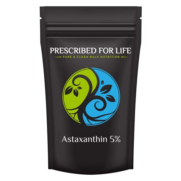 Prescribed For Life Astaxanthin - Natural Cracked Cell Wall Algae 5% Powder (Haematococcus plurialis), 1 oz (28.35 g)