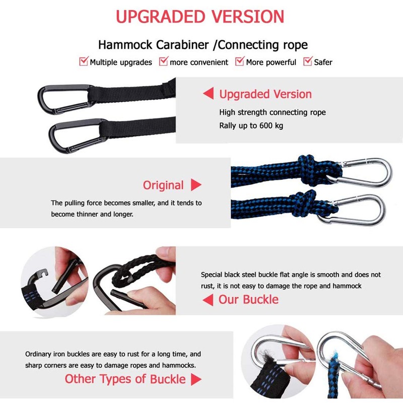 Ovyuzhen Hammock Straps with Carabiners, 20 Feet Long & 38