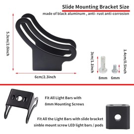 jose2015 2PCS Light Bar Mounts,Universal Light Bar Adjustable Slide Mounting Bracket Off Road Work Light Bracket for Most Straight or Curved Light Bars from 4 inch up to 52 inch