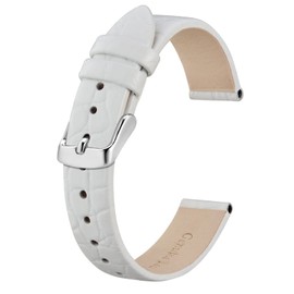 BISONSTRAP Leather Watch Straps, Soft Replacement Bands with Polished Buckle,10mm, White with Silver Buckle