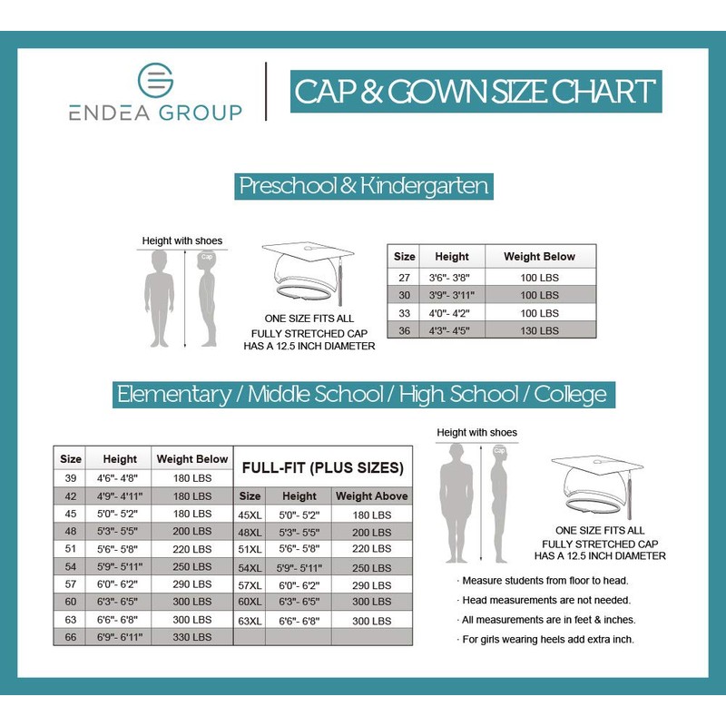 Endea Graduation Shiny Cap and Gown (Royal Blue, 45 (5'0"