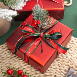 Flyhill Red Metallic Wrapping Paper-Mini Roll 17inch*32.8ft（46.8sqft-Solid Color Matte Paper for Valentine's Day,Christmas,Birthday,Wedding,Baby Shower