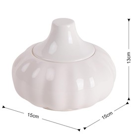 Acaino Ceramic Garlic Pot Garlic Storage with Lid and Ventilation Holes Garlic Container for Kitchen Counter Decor (White)