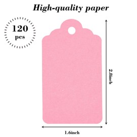 SallyFashion 120PCS Gift Tags with String, Paper Tags Blank Tags Pink Hanging Tags for Gifts DIY Wedding Birthday