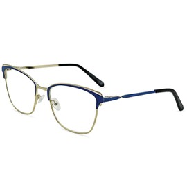 In Style Eyes Blue Light Blocking Computer Reading Glasses - Classic Browline Frame Reader Glasses with Aspheric Lens - Blue - 2.0x