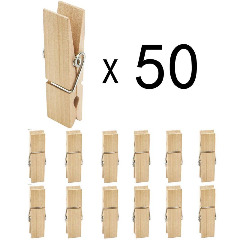EasyBravo 50Pcs Large Wooden ClothesPins, 2.83 inch Long 0.71 inch