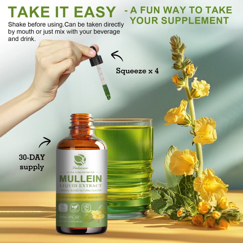Mullein Leaf Extract Organic Lung Cleanse Drops for Lung Health