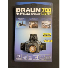 700 Lumen Adjustable Rechargeable LED Headlamp - Includes Charging Cable, IPX4 Rated, Water-Resistant, 420 Ft. Range, 11 Hours Runtime, Three Light Modes: High, Low, and Strobe