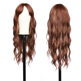 TYTYCC Women's Wigs Synthetic Hair 26 Inch Curly Upgraded Protein Fiber Hair Wig Wavy Wigs with Bangs for Women For Party Daily Wear Bob Wig Cosplay (Ombre Brown)