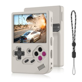 SKRVGOJFG RG35XX Case, Soft Silicone Protective Case for RG35XX Handheld Game Console Accessories with Lanyard - White