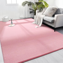 Area Rug Playmat for Kids, 1cm Thick Coral Velvet Non-Slip Fluffy Carpet, Modern Washable Soft Fur Floor Play Mat Throw Rugs for Living Room,Bedroom,Playroom (Pink, 160x80cm)