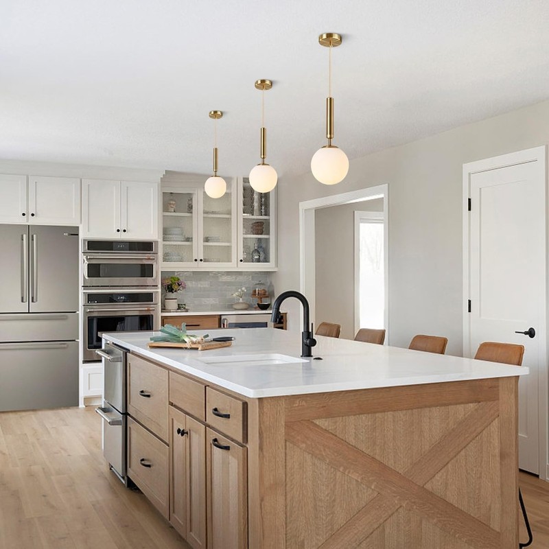 Modern Ceiling Lights Battery Operated Pendant Lights Set of 2,Gold