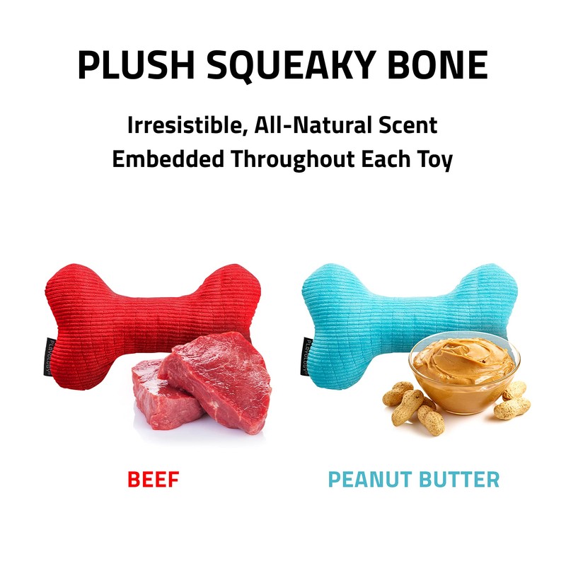 PLAYOLOGY Plush - Squeaky Bone - Large - Engaging All-Natural