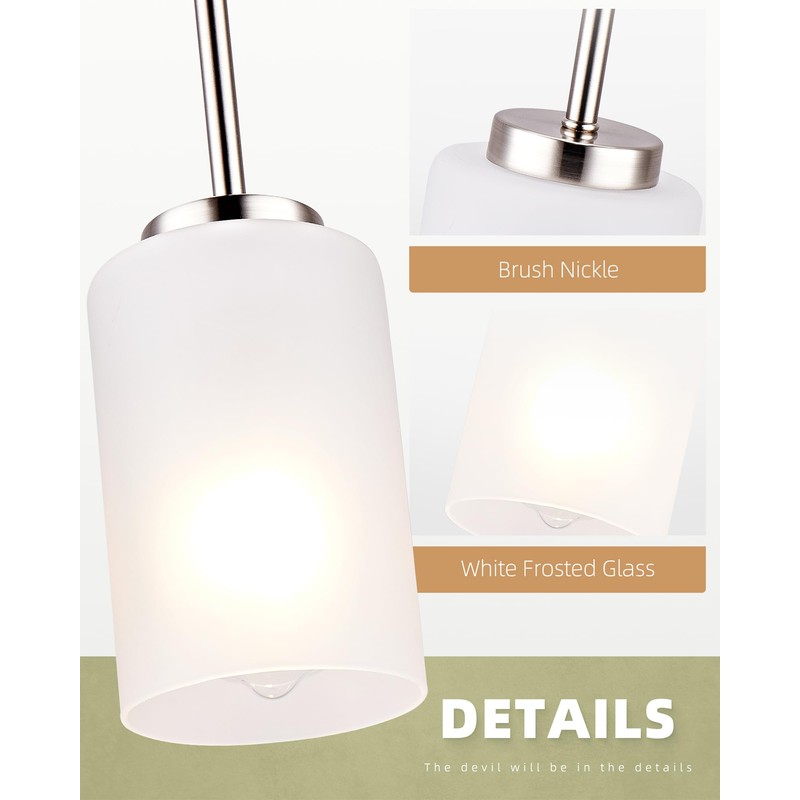 WYNEYET 3 Pack Mini Pendant Light, Brushed Nickel Hanging Ceiling