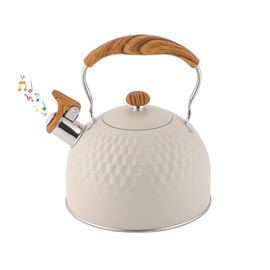 Tea Kettle Stovetop Whistling Teakettle Teapot, Stainless Steel, 2.5 L (Creamy White)