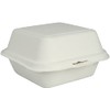 Abena Compostable Bagasse Clam Shell To-Go Containers Hinged Lid, Burger