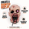 Realistic Zombie Head Sculpture - Halloween Horror Decor with Glowing