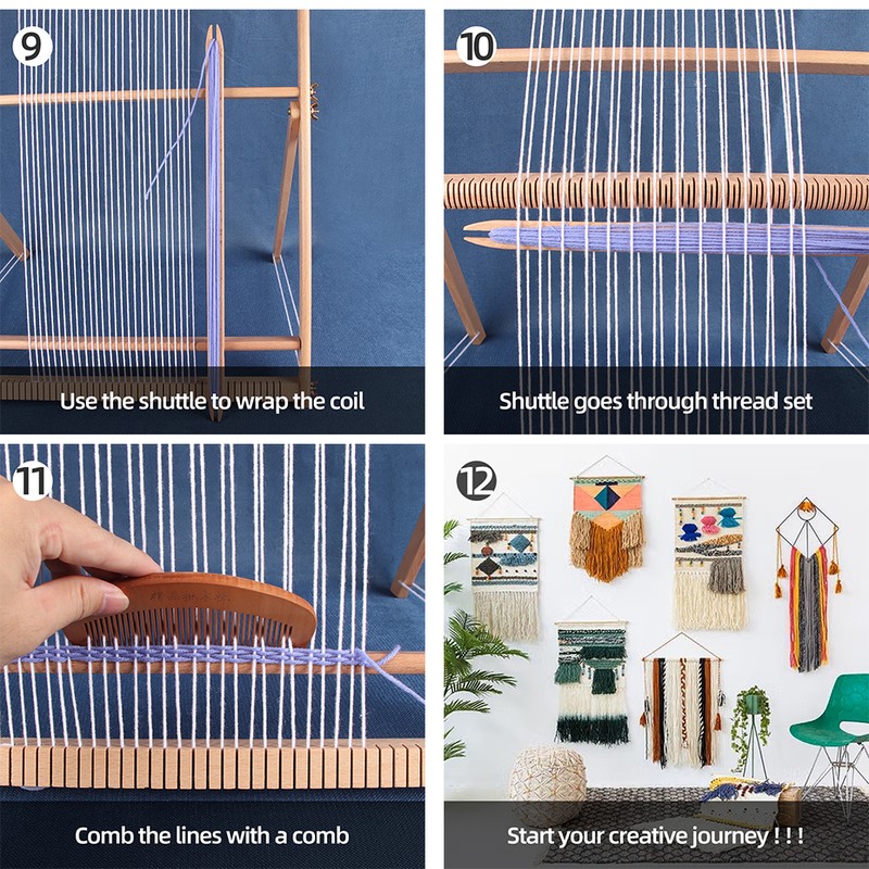 Wooden Weaving Loom Kit, S/M/L with Optional Yarn Bundle