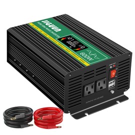 JIGUUN Pure sine Wave Inverter 600W, 12V to 110V Power Inverter Converter with 2 AC sockets, USB Output and LCD Display for RV Camping Emergency Household appliances (600WPRO)