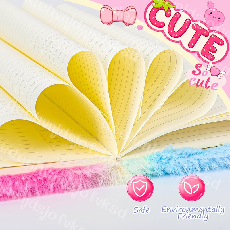 PESLNG Secret Diary Girl with Lock, Plush Notebook with Padlock,