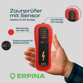 Fence Tester - Wireless LED Fence Tester with Sensor, Measuring Range 4 Levels from 2,500 - 8,000 Volt - for Convenient Measuring without Ground Spike for Safe Testing of the Fence Voltage of Pasture