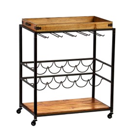 Southern Enterprises Mayson Bar Cart, Black/Natural