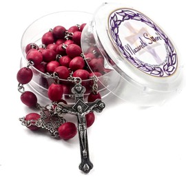 Nazareth Store Rose smell Rosary Petal Red Rare Carved Beads Jerusalem Medal & Silver Plated cross Crucifix