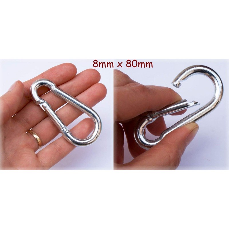 2 x Carabina SNAP HOOK Clips, 8mm Diameter x 80mm