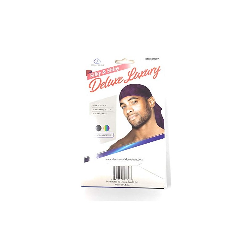 Dream Deluxe Du-Rag Glitter Purple Smooth & Thick, Stretchable, Wrinkle