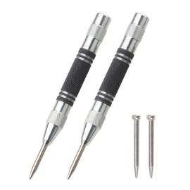 Automatic Punch Set of 2 with Center Punch, Auto Center Punch, Auto Center Punch, Drilling, Stamping, Marking, Metal Wood Plastic for Windows, Walls, Floors, Wood