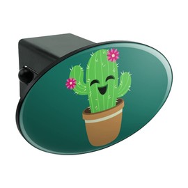GRAPHICS & MORE Cute Cactus in Pot with Pink Flowers Oval Tow Trailer Hitch Cover Plug Insert