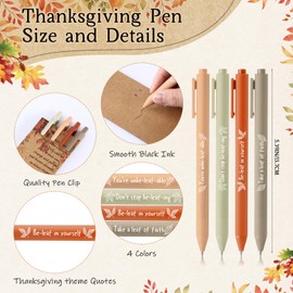Sayglossy 36 Sets Thanksgiving Gifts Bulk Thanksgiving Party Favors Fall Ballpoint Pen Autumn Greeting Thank You Poem Cards Motivational Fall Gifts for Coworkers Employee Teacher Women Friends