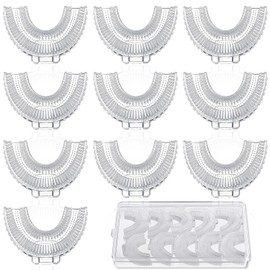 Patelai 10 Cabezales de Cepillo de Dientes de Repuesto en Forma de u Cabezal de Cepillo de Silicona para Niños con Caja de Almacenamiento, 360 Grados Limpieza Bucal Manuales Eléctricos