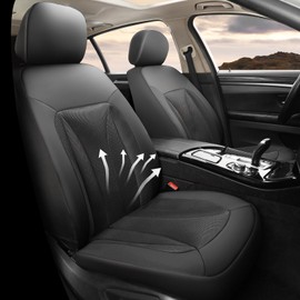 GIANT PANDA Front Car Seat Covers, 3D Air Mesh Bucket Seat Covers for Cars, Trucks, Jeep, Van, SUV, Pickup, Airbag Compatible (Black) 2-Pack